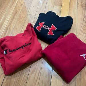 Under Armour + Nike Hoodie Lot + Champion sweatshirt